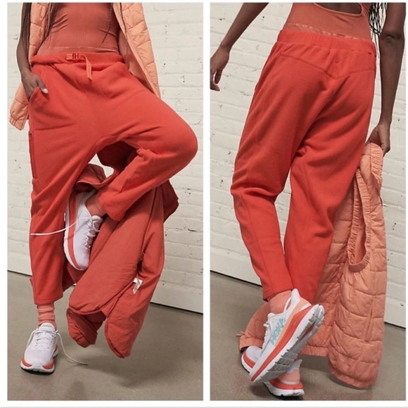 Free People FP Movement Highline Fleece Harem Pants Red NWT - Picture 1 of 14